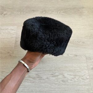 Vintage Hudson Bay Company Black Faux Fur Hat